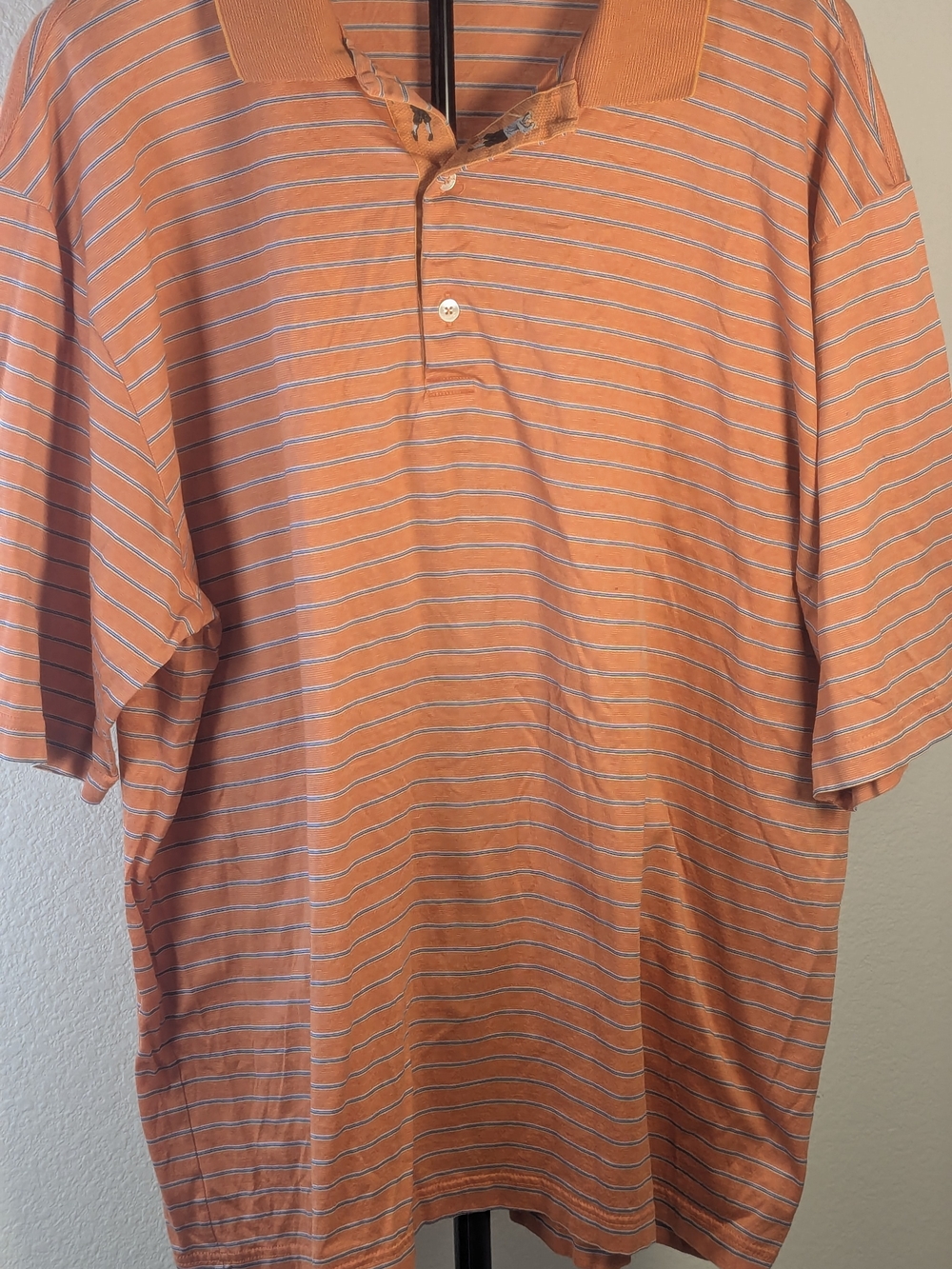 Bobby Jones Collection Orange Striped Polo Shirt Men’s XL 100% Cotton Golf Casua